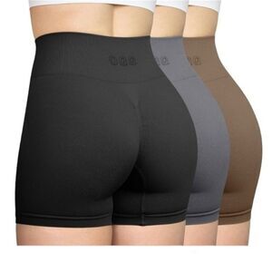 Bundle(3) Workout Shorts Seamless High Waist Butt Liftings Exercise Athletics M.
